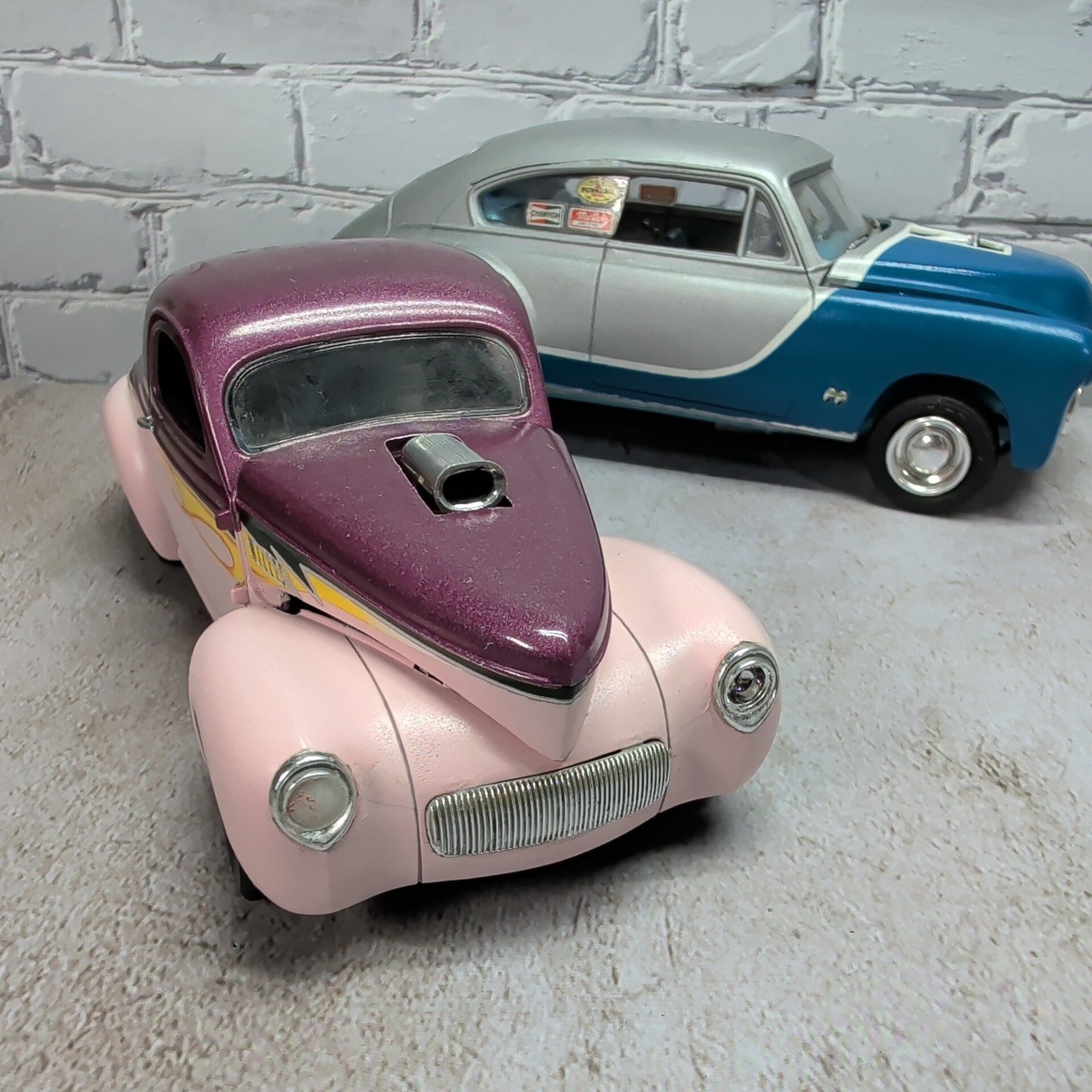 Built Custom Hot Rod Model Car Lot Willys Coupe & Chevy Drag Style