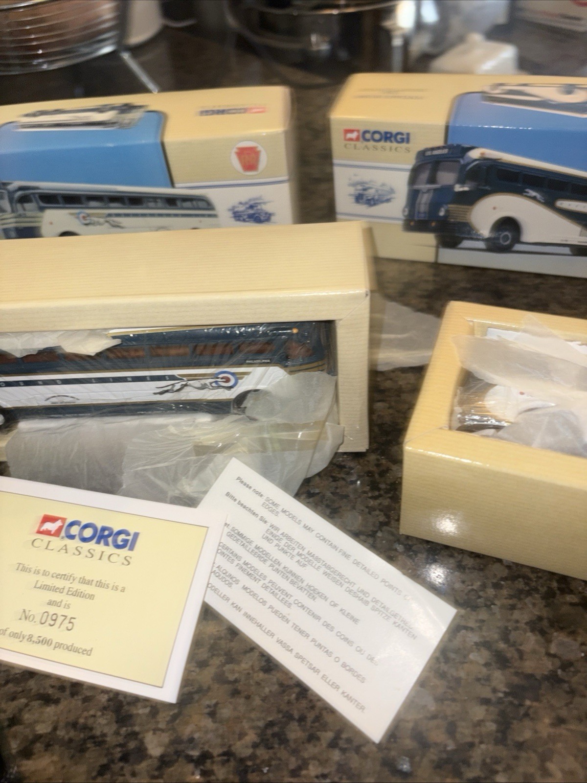 Corgi Classics Yellow Coach Bus Blue 743 Greyhound Lines #98469 And #98461