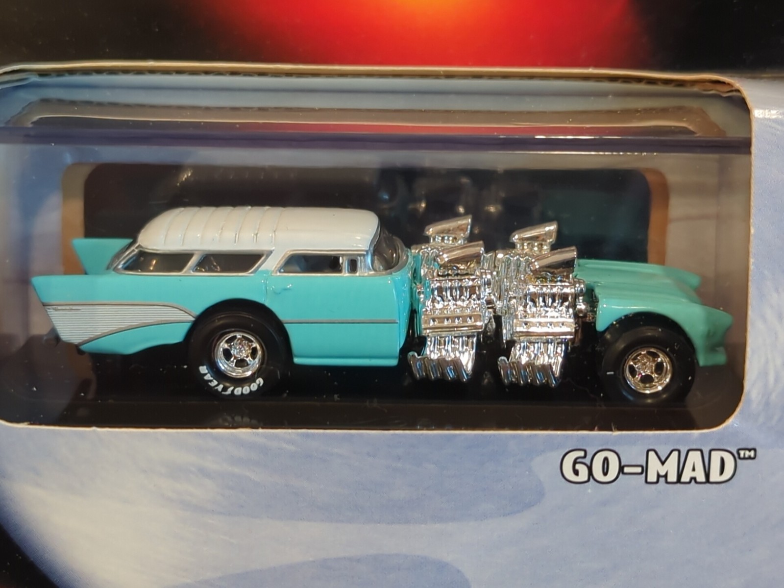 100% Hot Wheels BLACK BOX 1957 Chevy GO Mad Nomad Dragster Funny Car Aqua