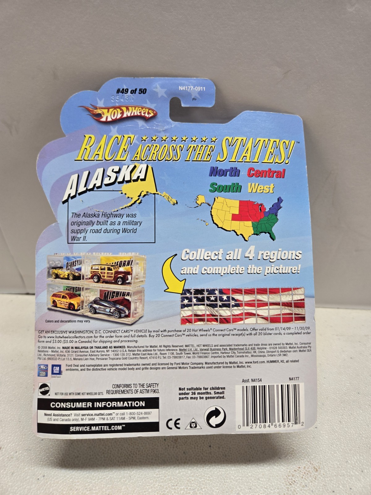 2008 Hot Wheels Connect Cars 50 States Alaska Hummer H2 Diecast Truck #49