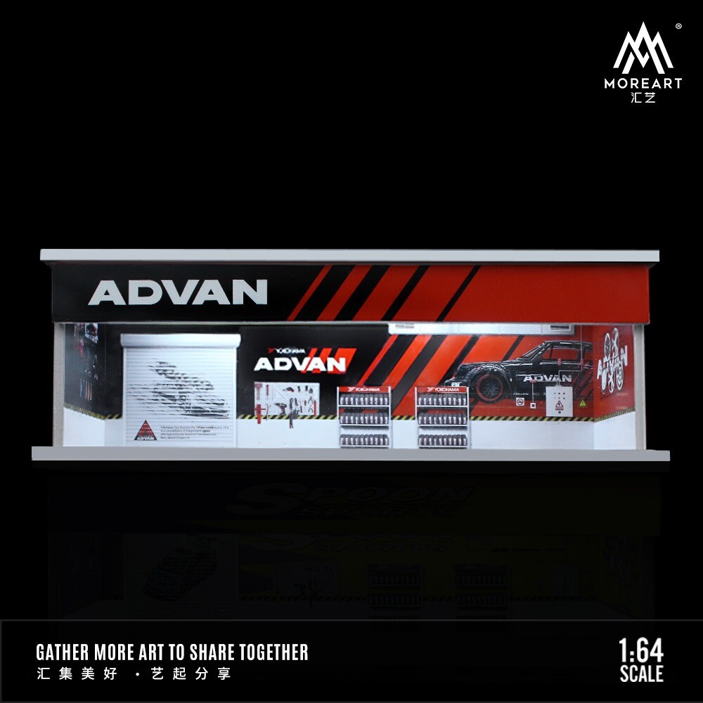 1/64 Diorama Die-cast Car Garage Model LED Lighting City Parking Lot Scene Model
