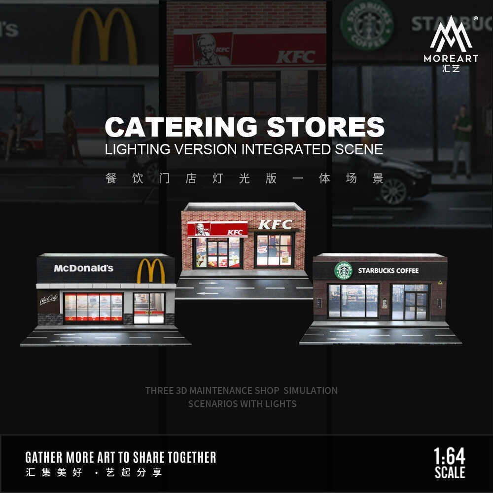 Diorama 1/64 Car Garage Model Lighting City Street Shop Parking Lot Scene Model