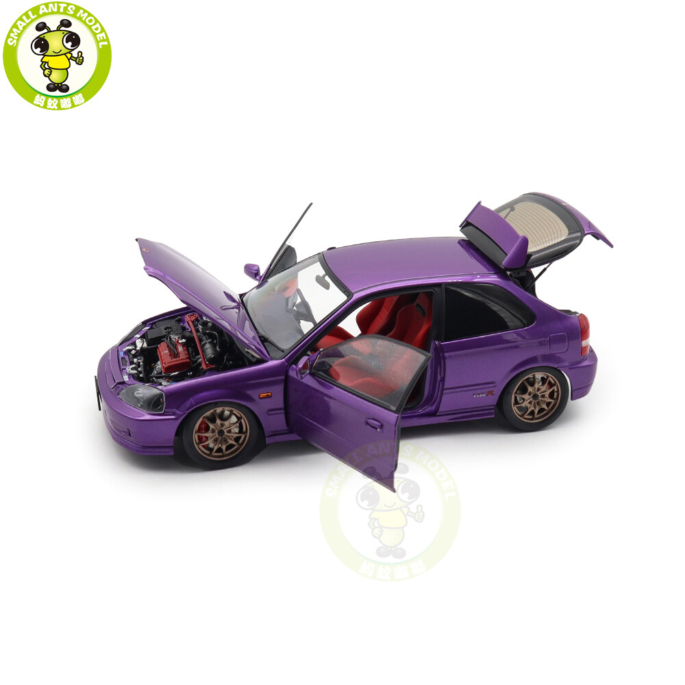 1/18 MOTORHELIX Honda CIVIC Type R EK9-120 Purple MF10 Wheels Diecast Model Car