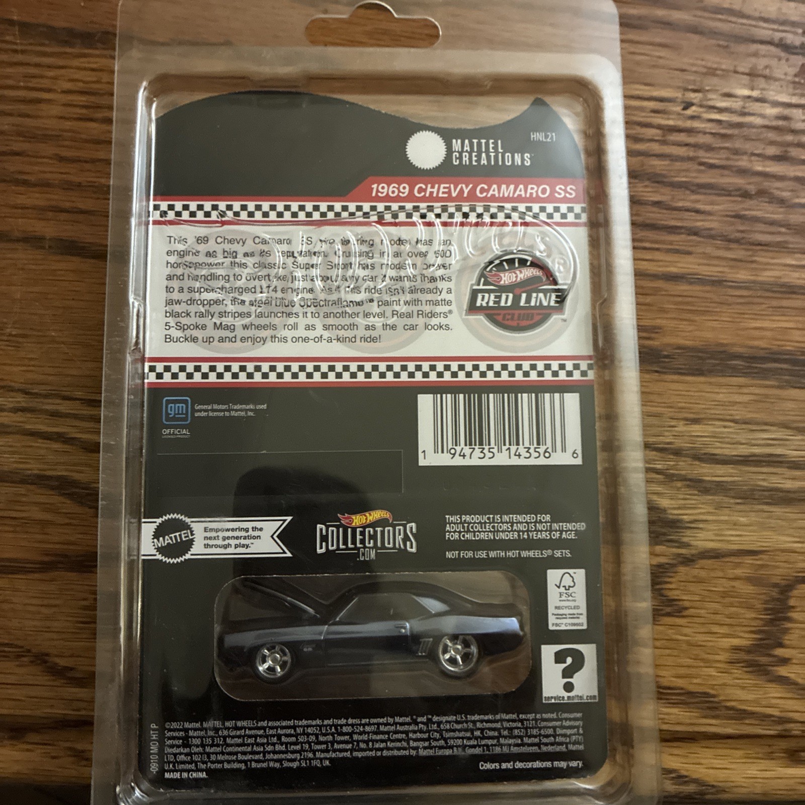 2023 Hot Wheels Collectors RLC Exclusive 1969 Chevy Camaro SS Blue