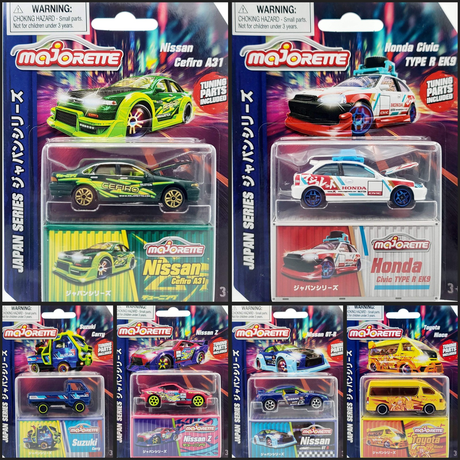 Majorette – Japan Series w/ Tuning Parts (Set of 6 Cars) Rubber Tires