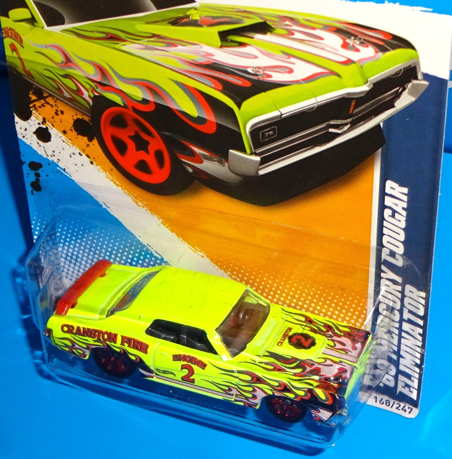 Hot Wheels 2012 HW Main Street #168 ’69 Cougar Eliminator Kmart DayGlo Yellow