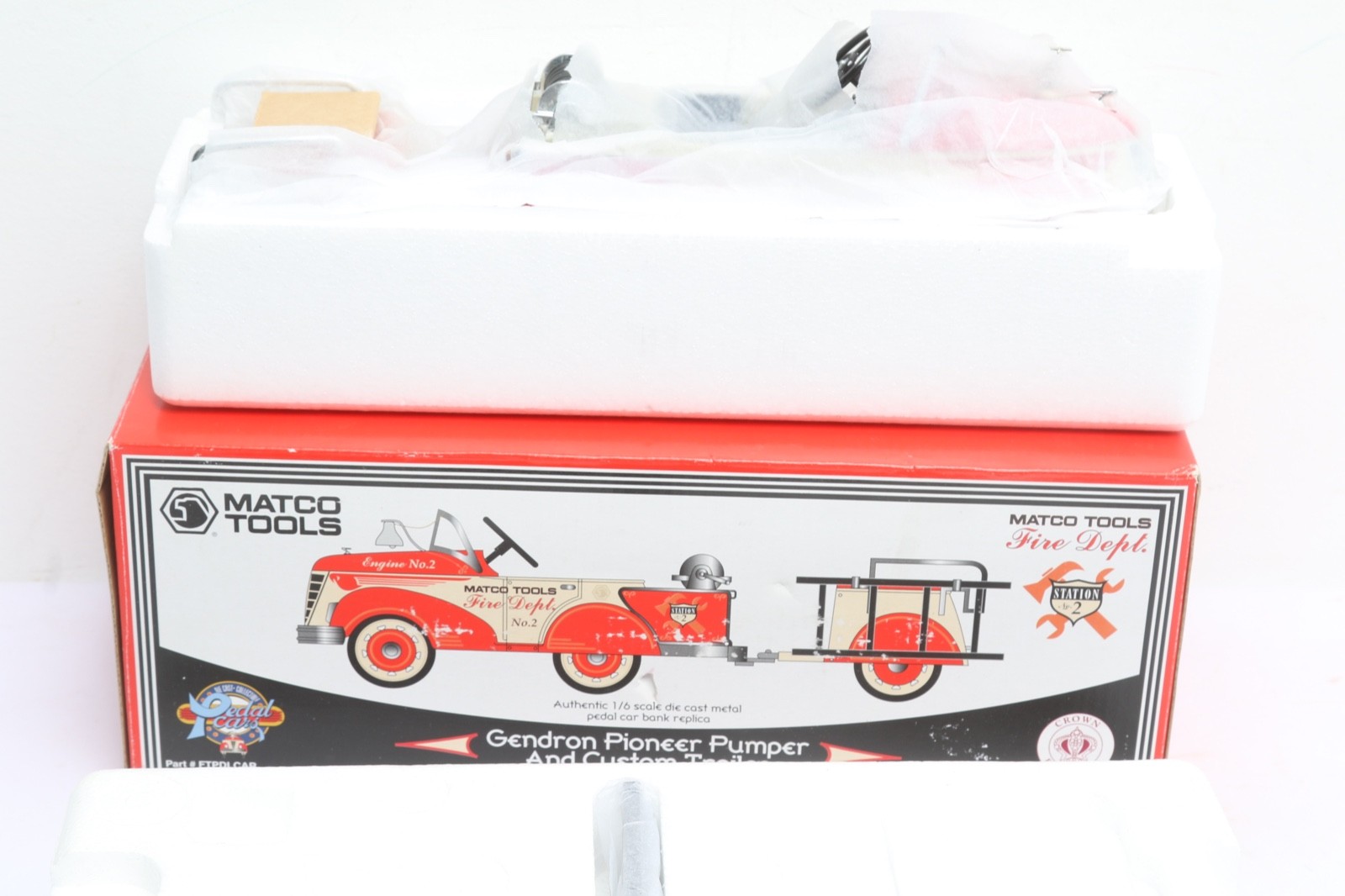 Matco Tools 1:6 Gendron Pioneer Pumper & Custom Trailer Pedal Car Bank New