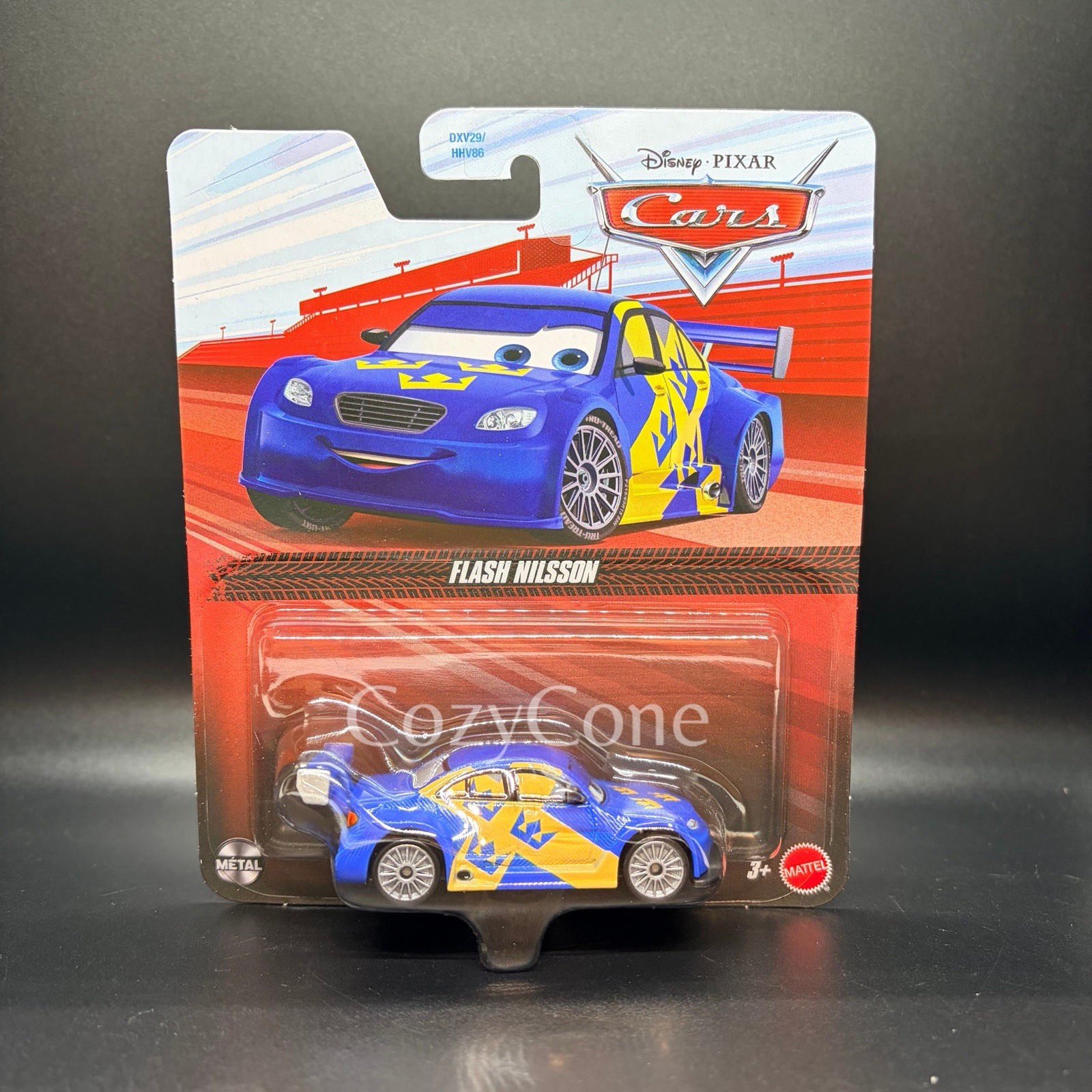 Disney Pixar Cars Flash Nilsson 2026 Blue and Yellow Swedish Racer Cars 2