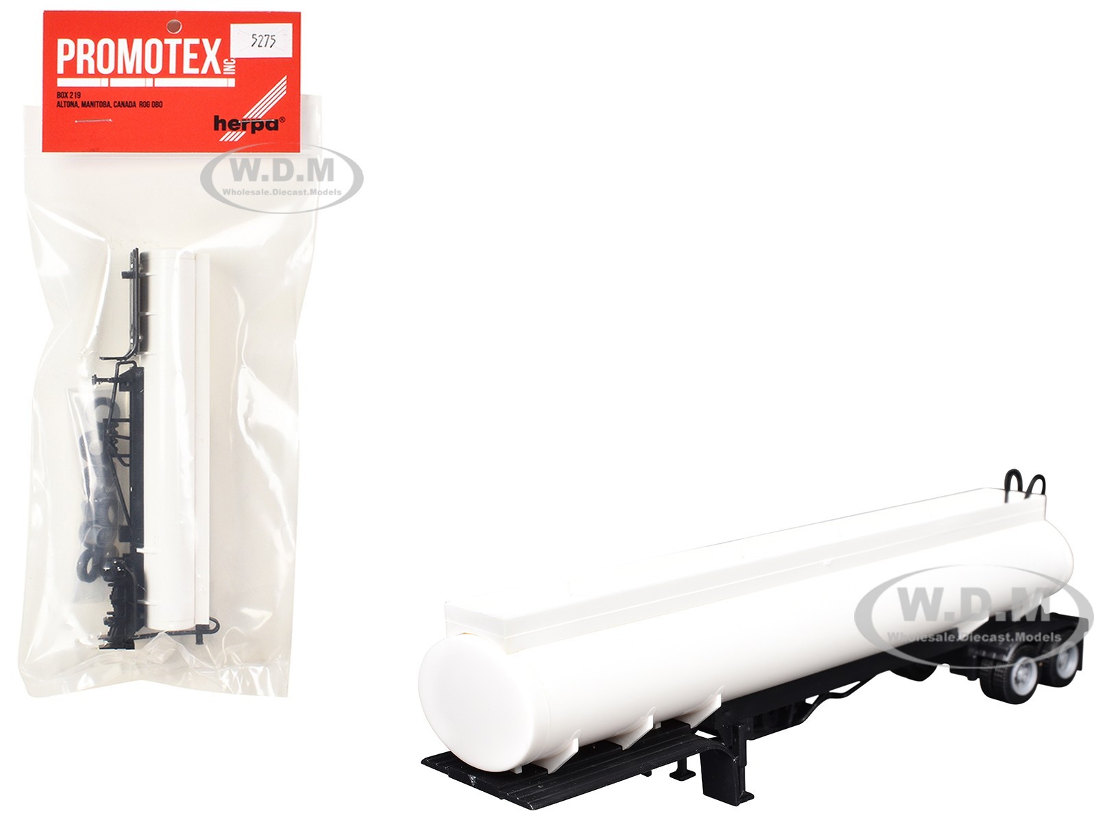 ELLIPTICAL TANKER TRAILER WHITE 1/87 (HO) MODEL BY PROMOTEX 005275 W