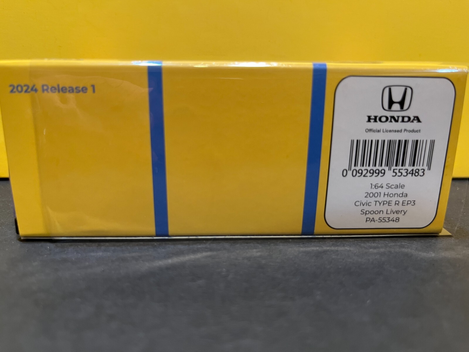 1/64 2001 HONDA CIVIC TYPE R EP3 SPOON LIVERY BLUE AND YELLOW