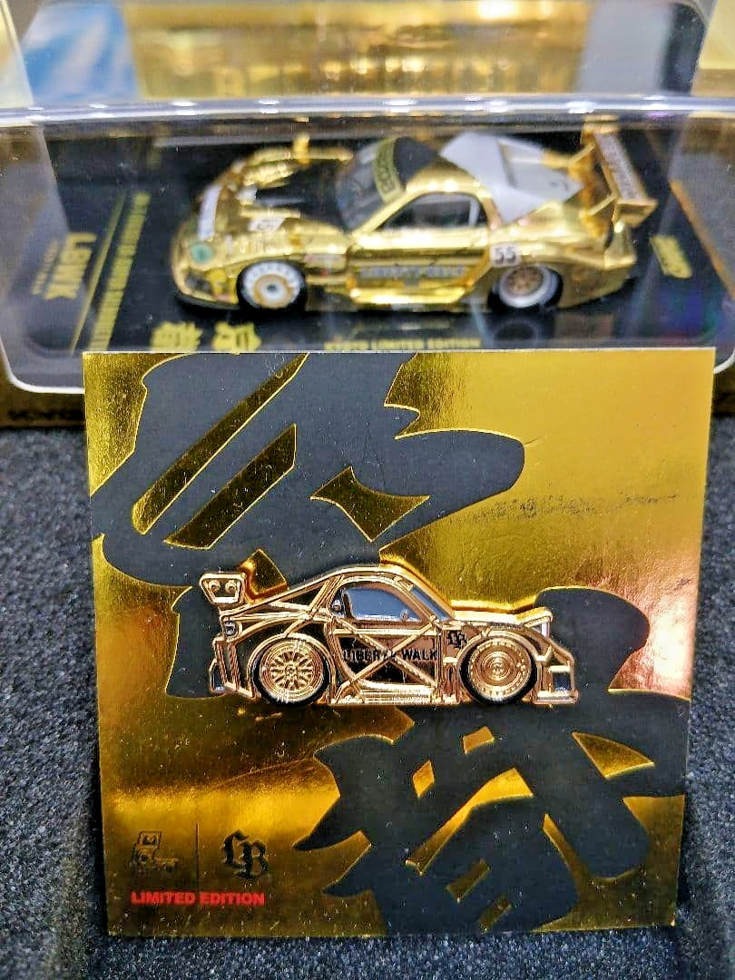 Set of 3 INNO64 Liberty Walk Kyoto Limited MAZDA RX7 Gold mini car w/ Pin Signed