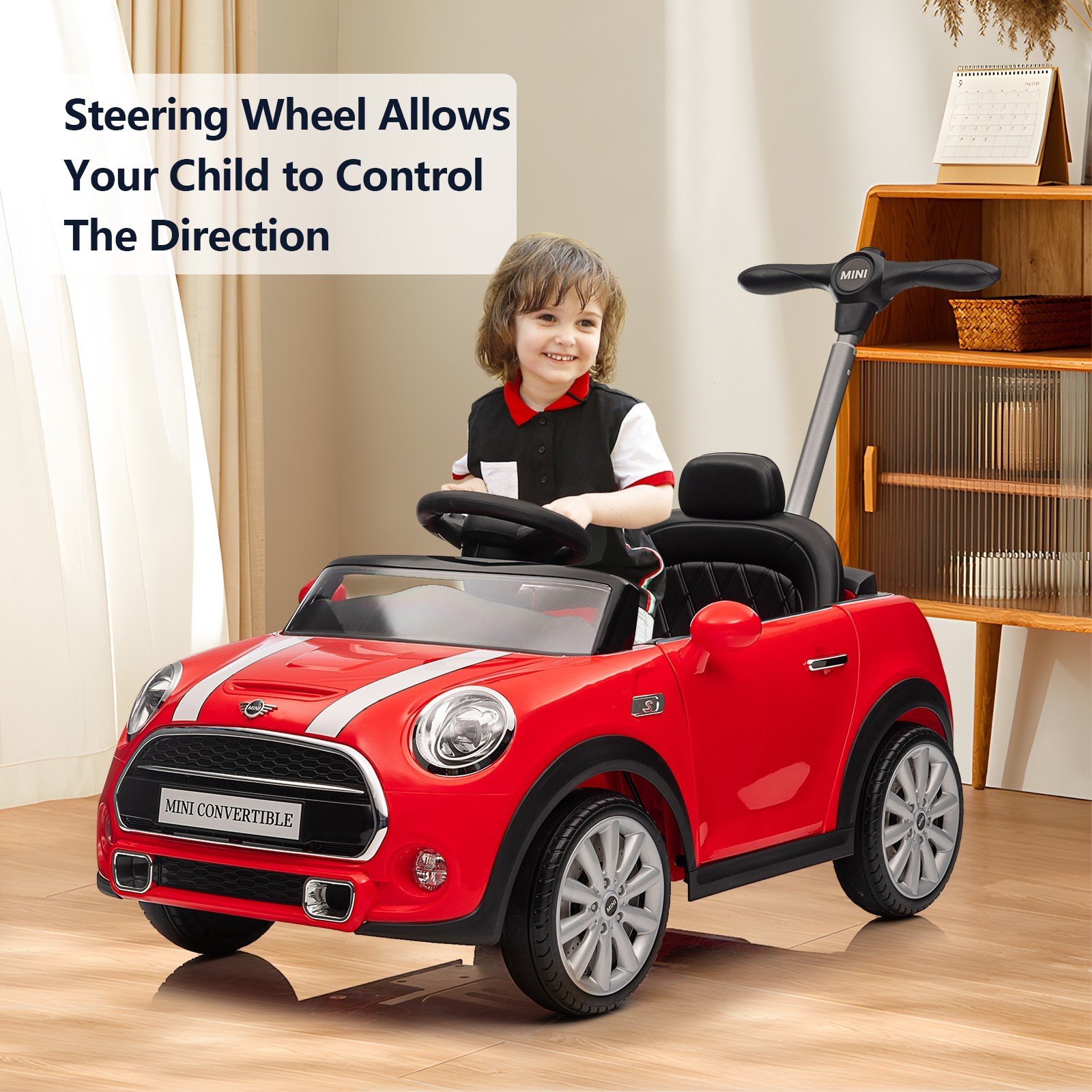 Kids Push Car , BMW Mini Licensed Toddler Push Car Toy，Red