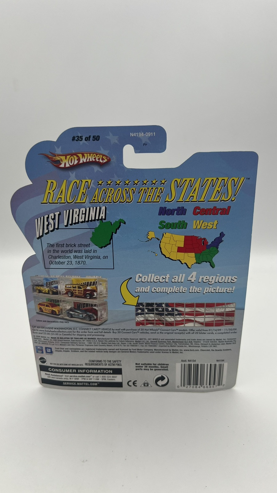 2008 Hot Wheels Connect Cars West Virginia ’58 Impala # 35 of 50