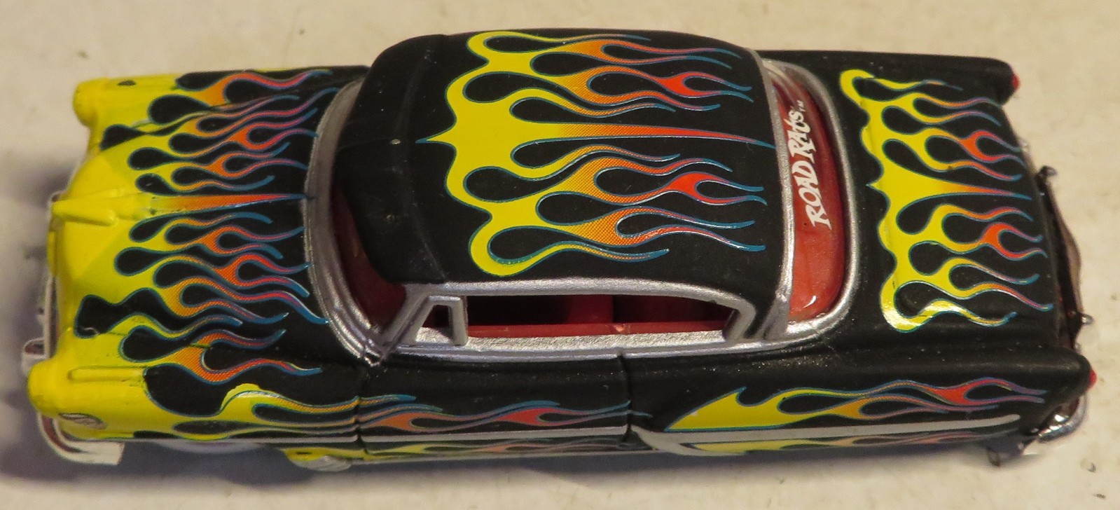 1953 Chevy Bel Air RARE Black w Red Flames Diecast 1/64 ROAD RATS Jada TOYS 2002