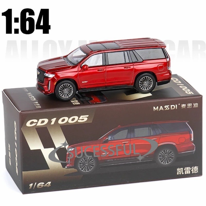 Cadillac Escalade Full Size SUV Red 1:64 Masdi Diecast Luxury Collectible Car [