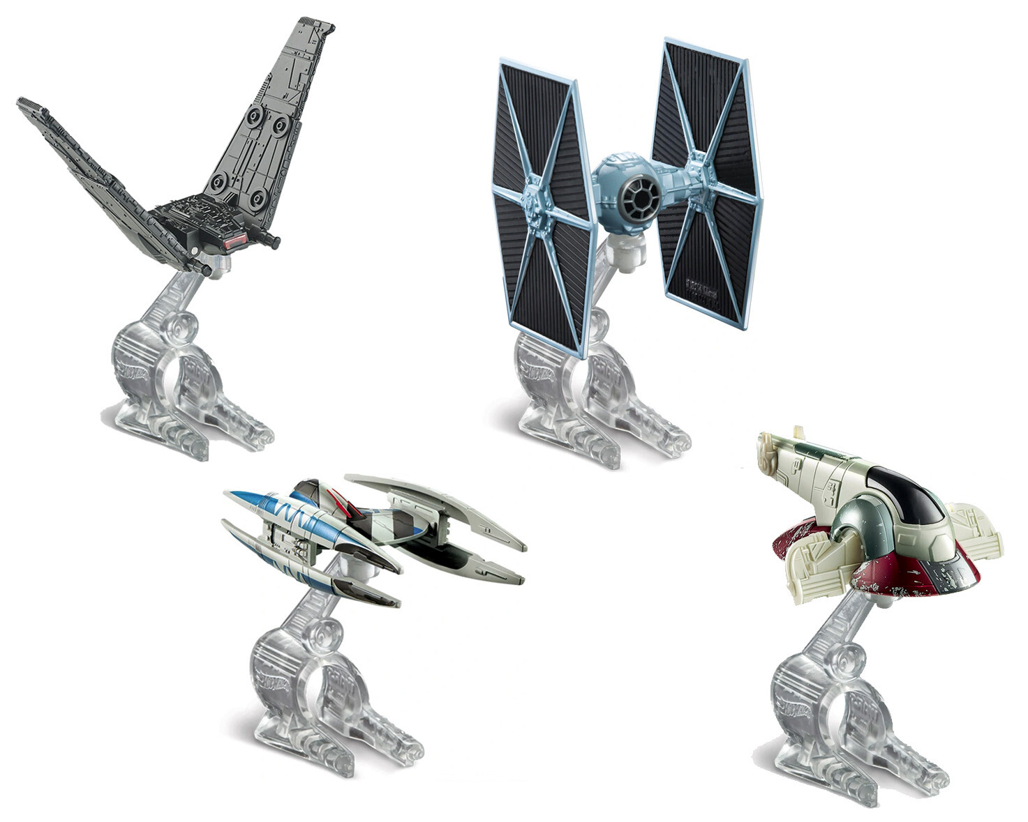 Hot Wheels Star Wars VILLAIN Starship 4 pack Slave 1 Tie Fighter Vulture Kylo