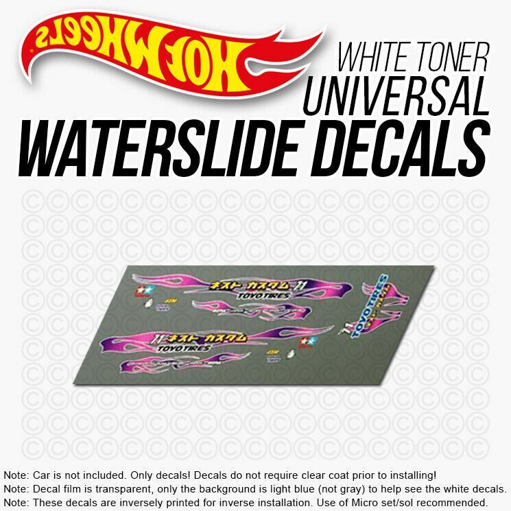 1/64 TOYO TIRES FLAMES Custom White Toner Universal WaterSlide Decals for Hot