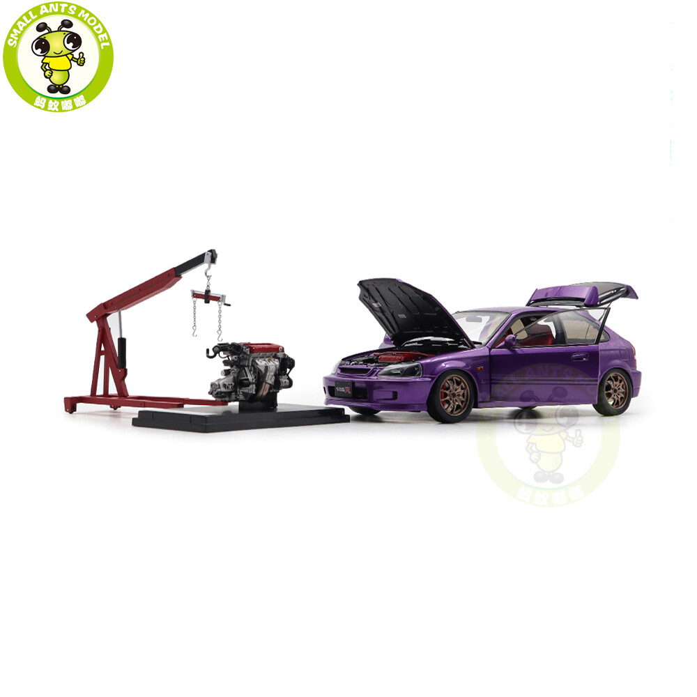 1/18 MOTORHELIX Honda CIVIC Type R EK9-120 Purple MF10 Wheels Diecast Model Car