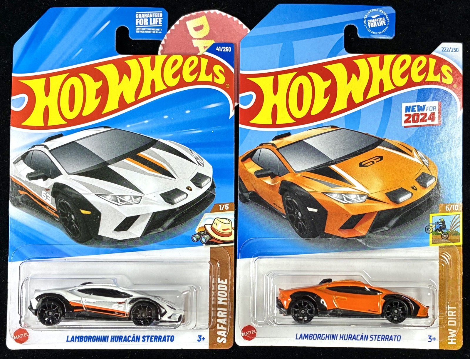LAMBORGHINI HURACAN STERRATO Orange, 1st Ed. & White 2025 Hot Wheels Exotic 2pcs
