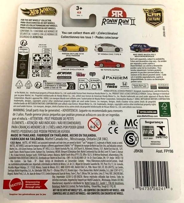 NEW Hot Wheels Car Culture Ronin Run 2 II NISSAN SKYLINE GT-R PANDEM 1:64 JBK88