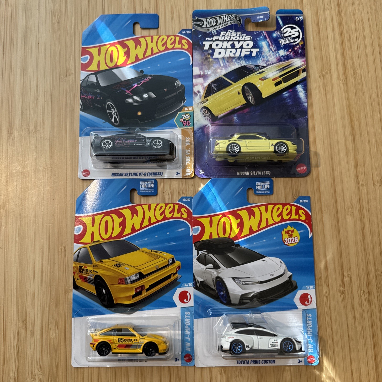 Hot Wheels JDM Lot – Nissan Silvia S13 F&F, Skyline, Honda CRX, Toyota Prius