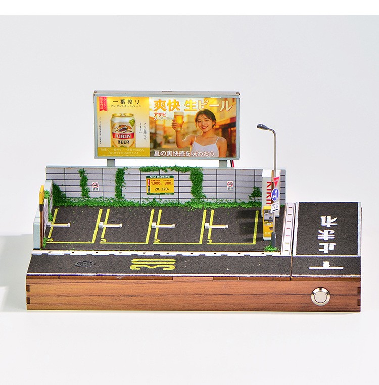DIY Handmade 1/64 Diorama Car Garage Model LED Japanese Street Buildings Display