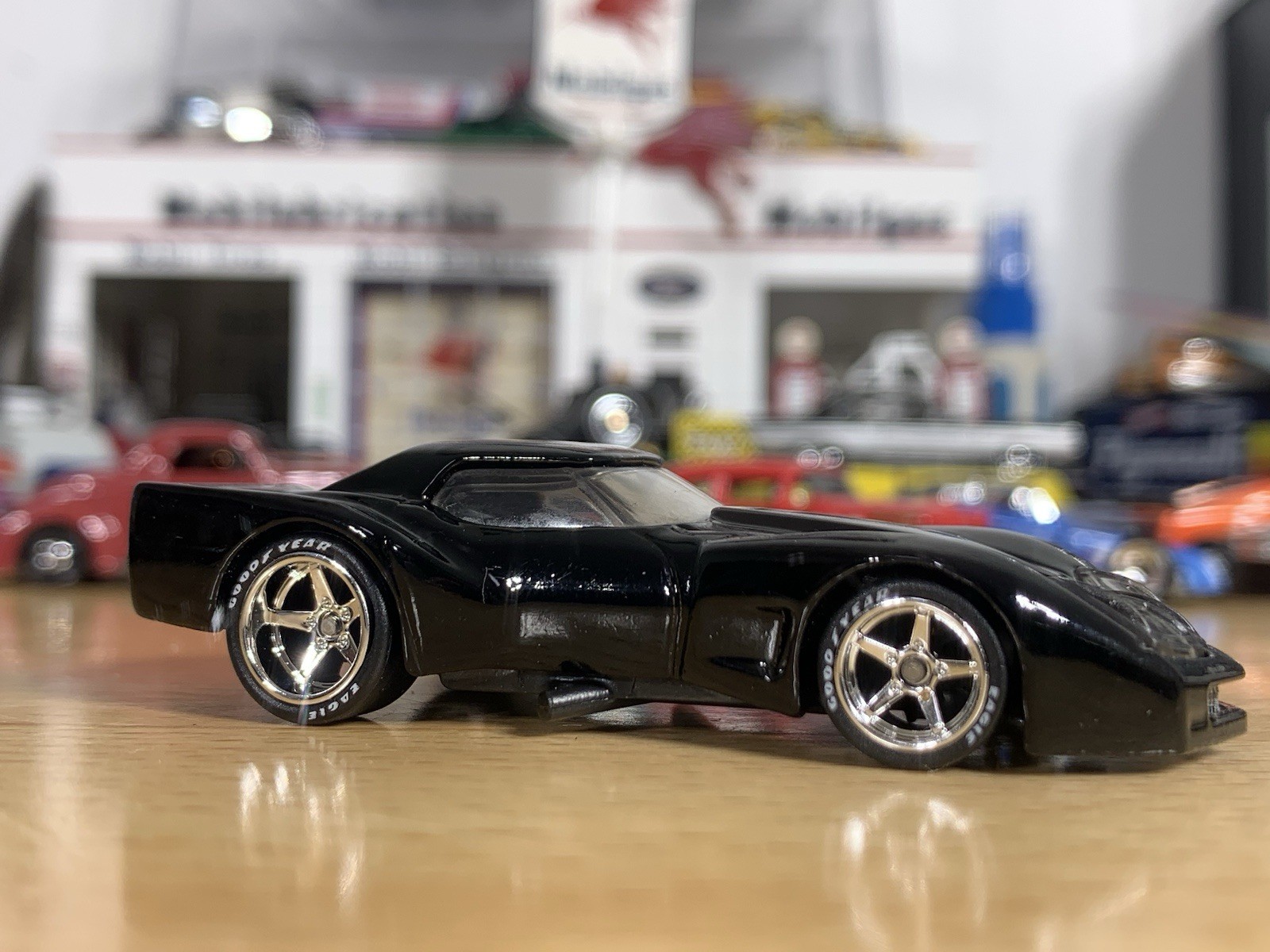 Hot Wheels Customized ‘76 Greenwood Corvette Jet Black Wheel Swap