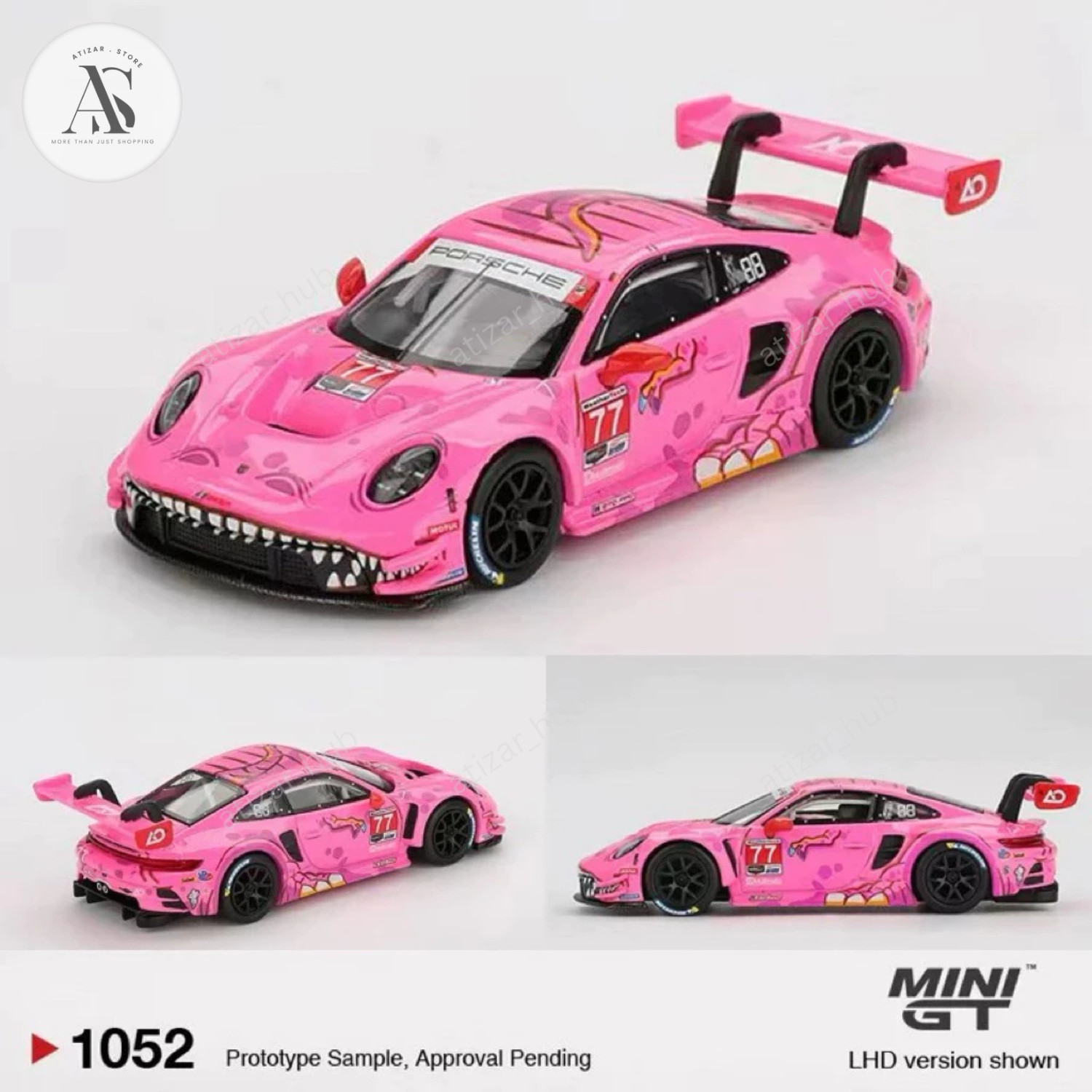MINI GT 1052 Porsche 911 GT3 R #77 2024 IMSA Road America AO Racing Blister Pack