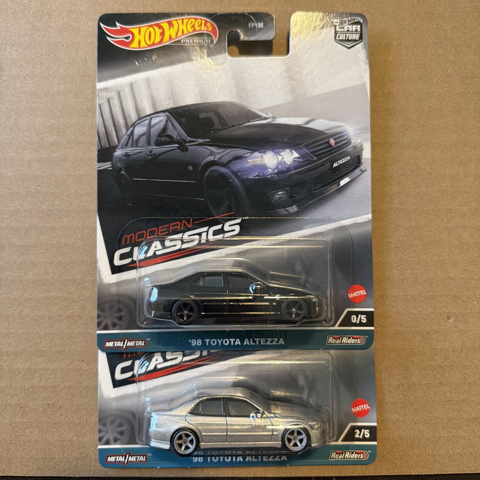Hot Wheels Premium Modern Classics 0/5 ’98 Toyota Altezza Chase & Reg 2 Car Lot