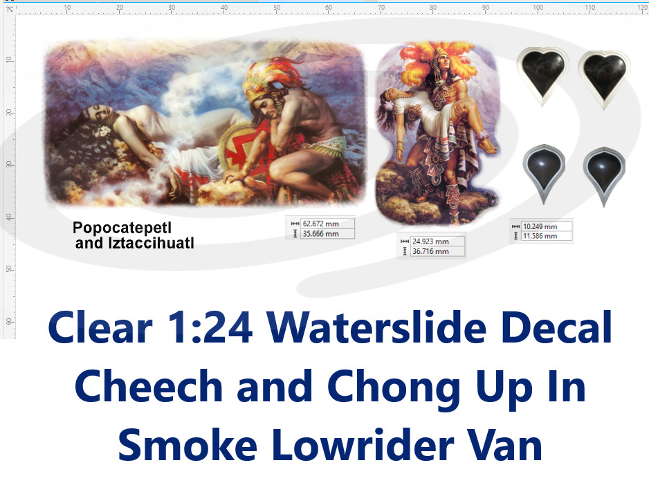 Clear 1:24 Waterslide Decal Cheech and Chong Up In Smoke Lowrider Van
