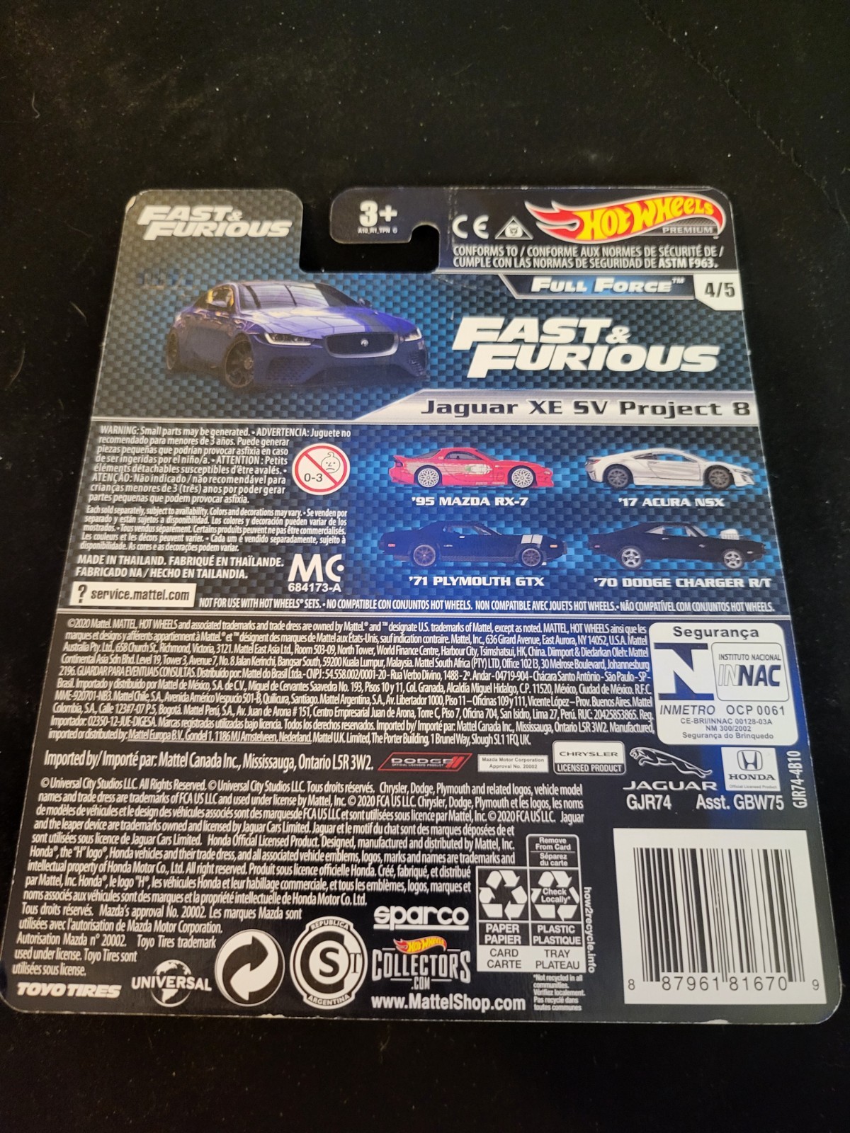 2020 Hot Wheels Premium Fast & Furious 4/5 JAGUAR XE SV PROJECT 8 Blue Near Mint