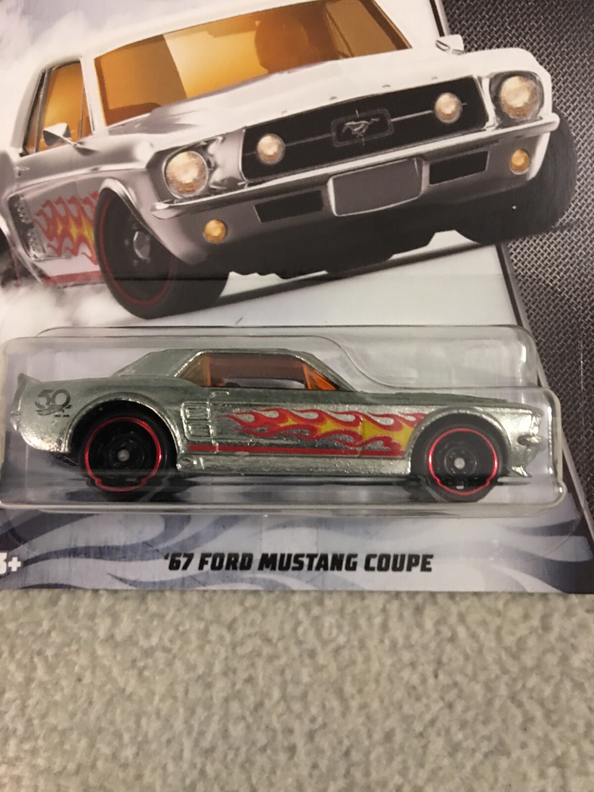 2018 Hot Wheels 50 Years ZAMAC Series ’67 Ford Mustang Coupe 1/8 new on card B3