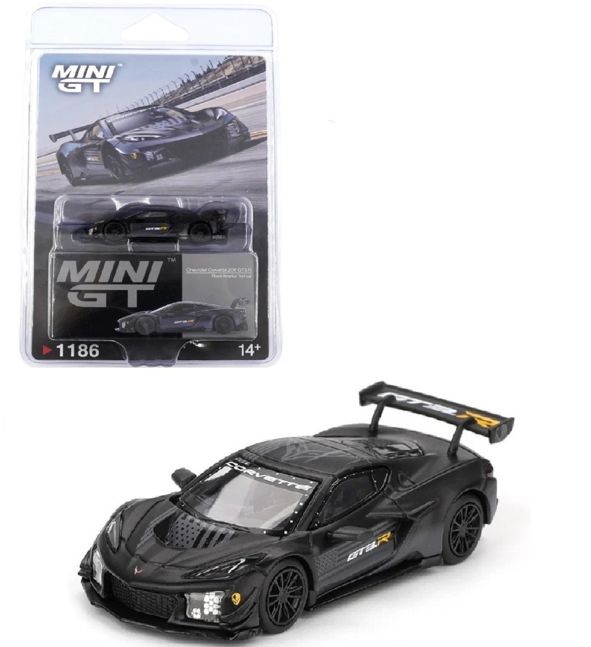 Mini GT 1:64 Chevrolet Corvette Z06 GT3.R Road America Test Car Black MGT1186-3D