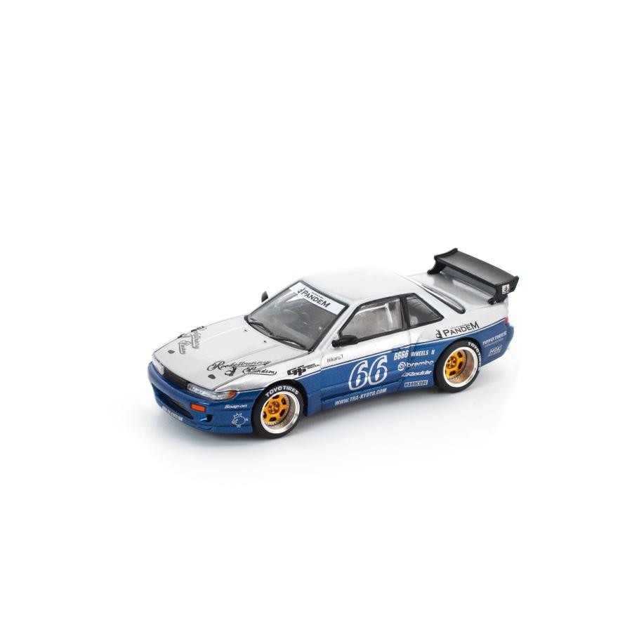 Pop Race 1:64 Nissan Silvia S13 Pandem #66 Moontech Blue Diecast PR640264