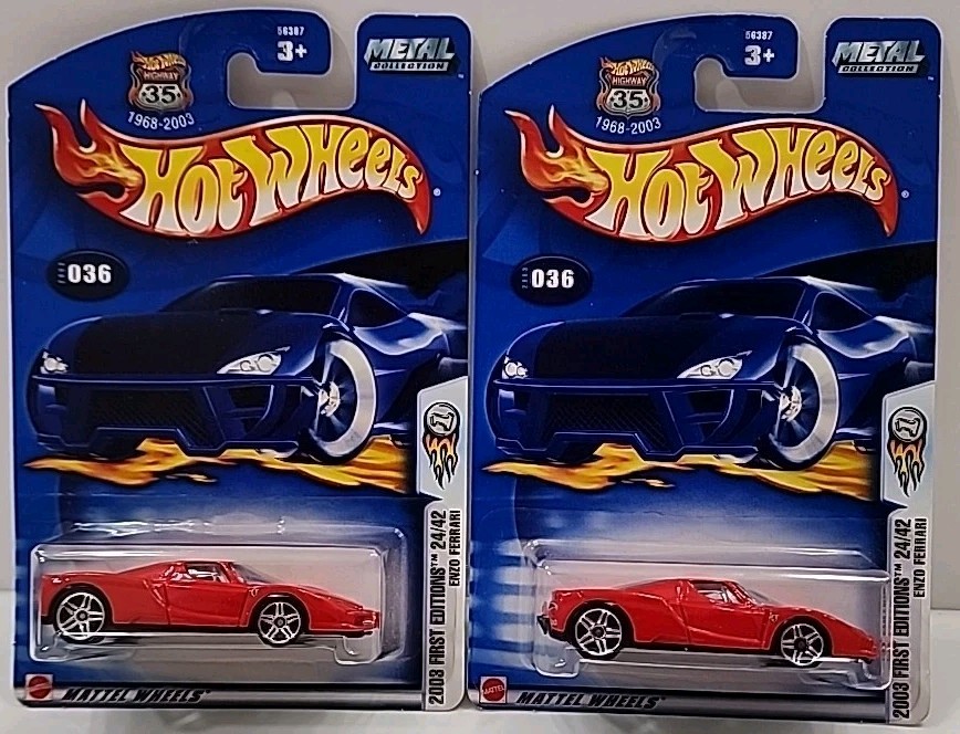 Hot Wheels Lot Of 2 2003 First Editions Enzo Ferrari w/2 protectors