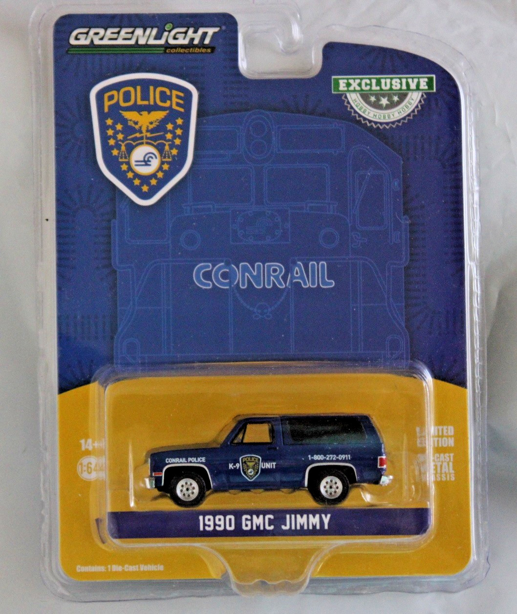 1990 GMC JIMMY CONRAIL RAILROAD POLICE K-9 UNIT 1/64 scale Diecast NEW 30332