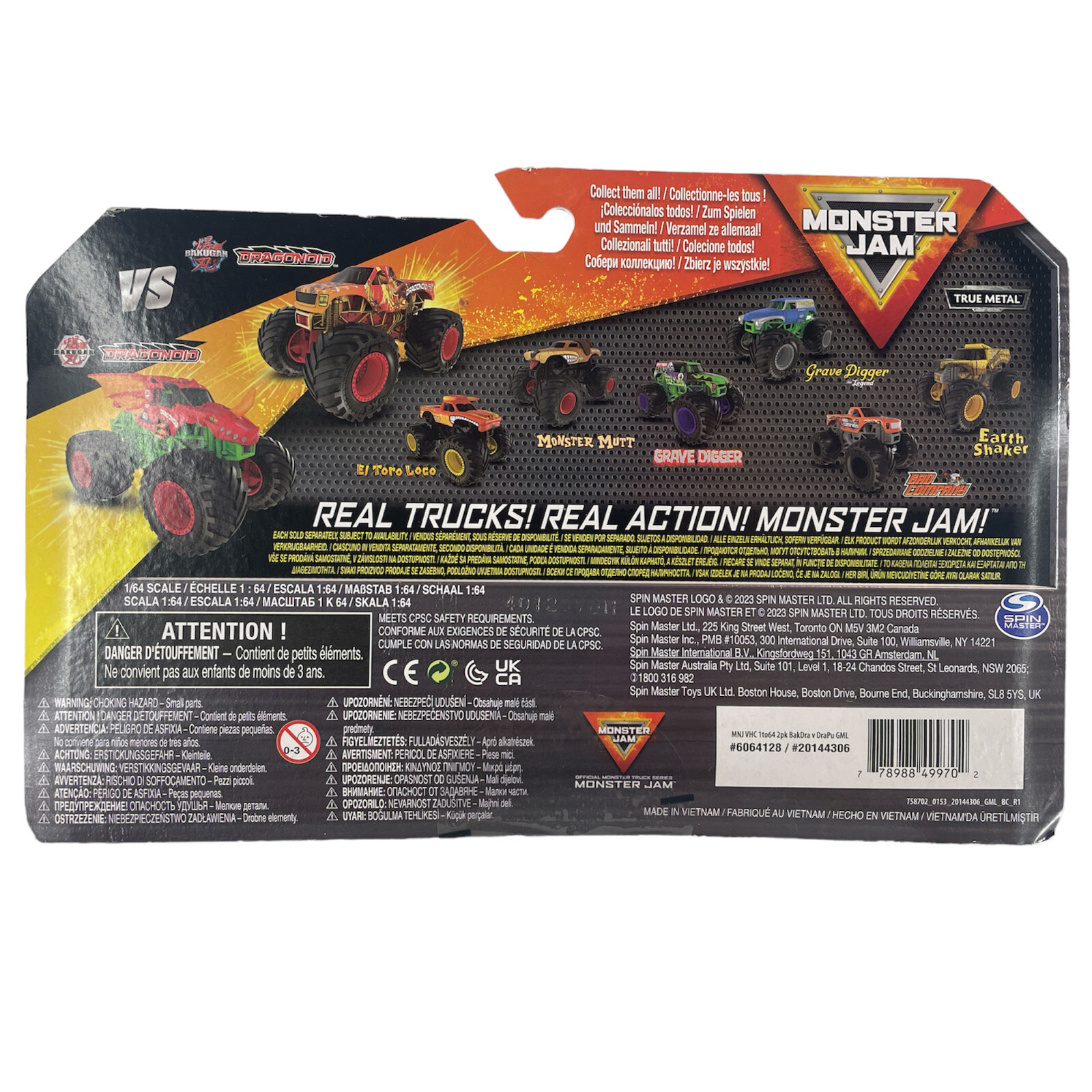 Monster Jam 1:64 Scale Truck 2 Pcs Set Pack Bakugan Dragonoid Figure Gift Toys