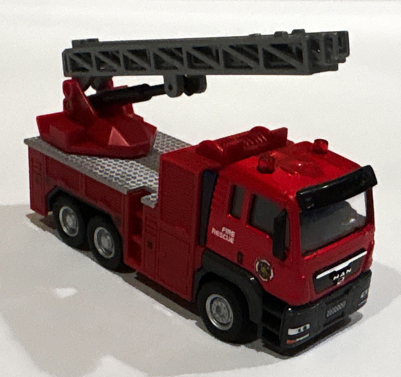 RealToy MAN Fire Rescue Ladder Truck Red/Gray Diecast Toy Vehicle Extendable
