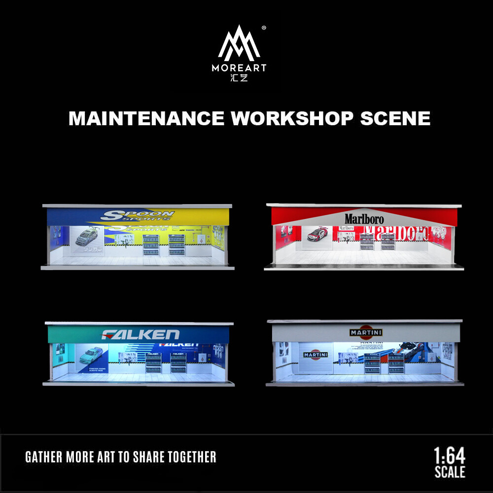 Diorama 1:64 Car Garage Model LED Lighting City Car Showroom Scene Display Model