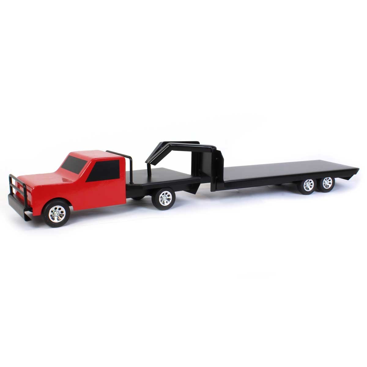 1/16 Little Buster Toys Black Metal Gooseneck Flatbed Trailer 200842