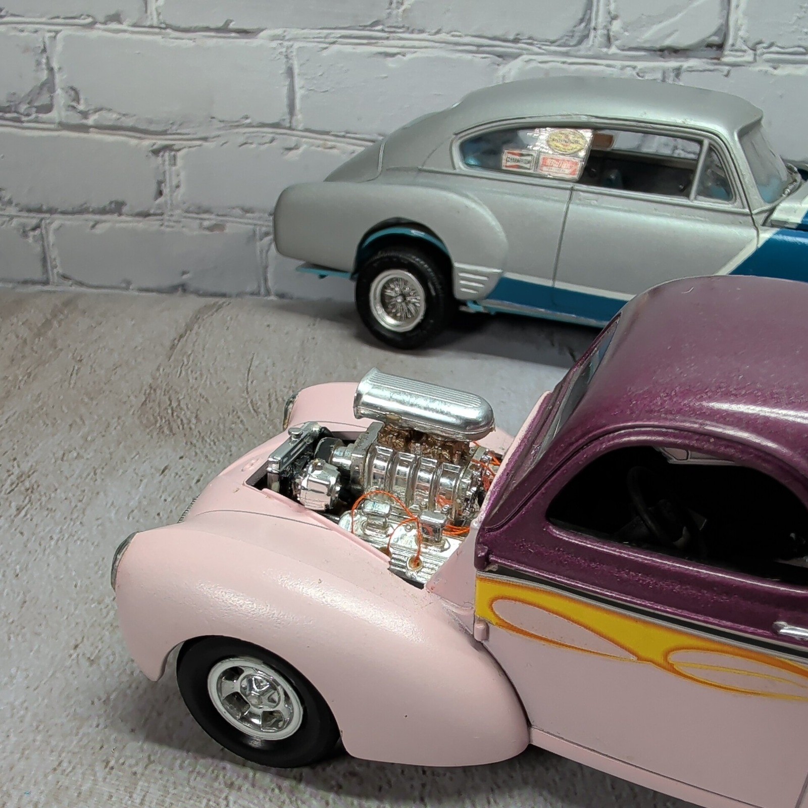 Built Custom Hot Rod Model Car Lot Willys Coupe & Chevy Drag Style