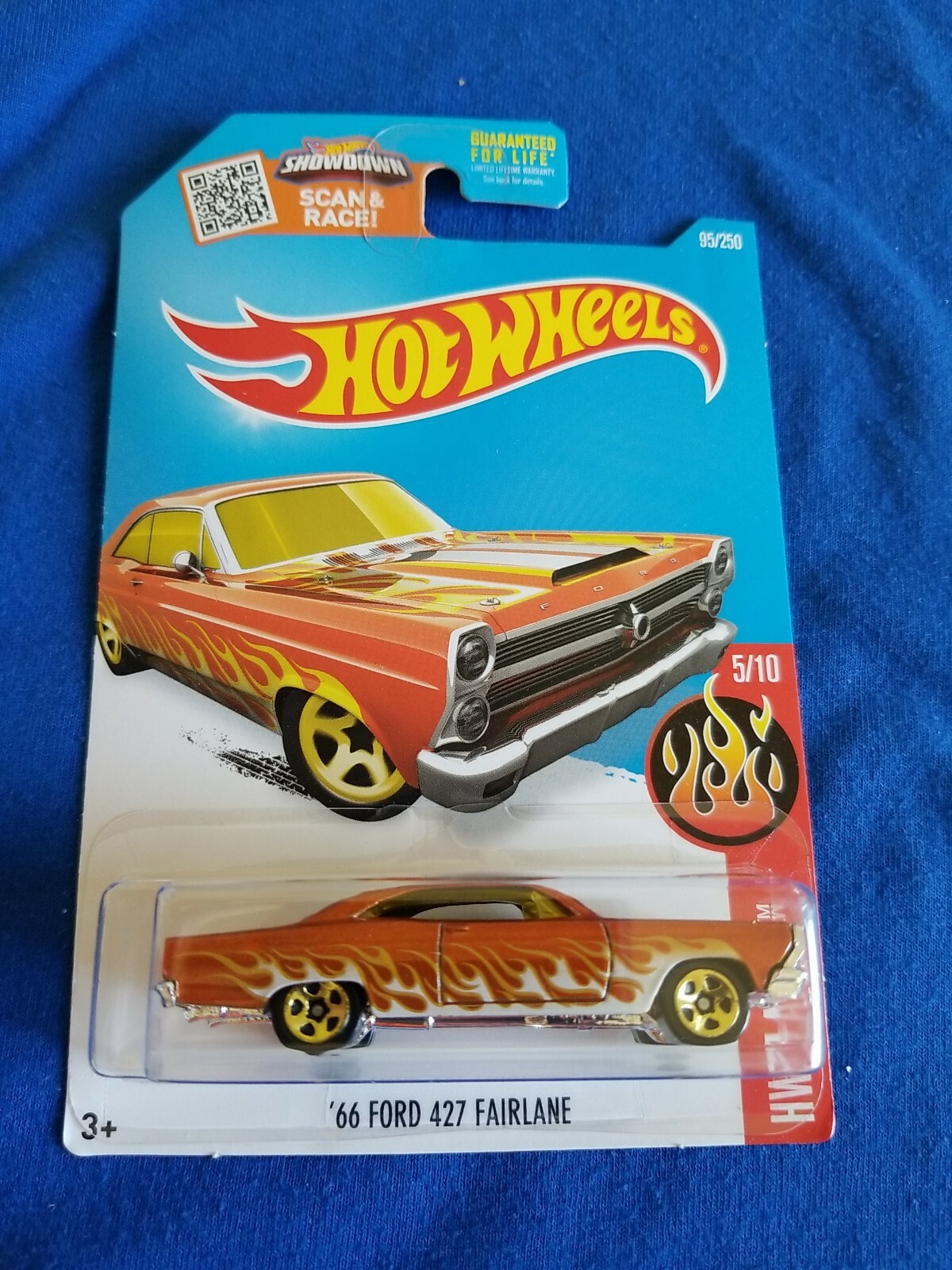 2016 Hot Wheels 66 FORD 427 FAIRLANE Orange 95/250 GREAT CARD Flames KMART COLOR