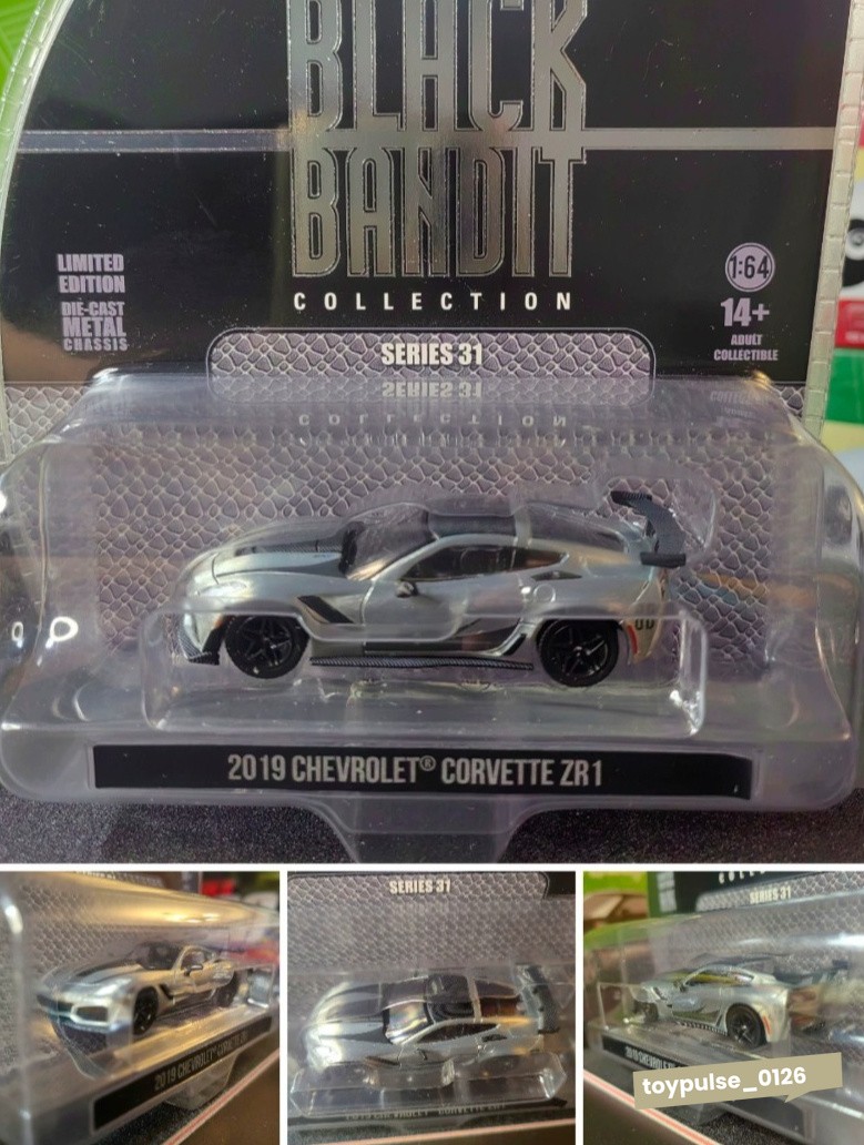 Greenlight 1:64 Black Bandit 2019 Chevrolet Corvette ZR1 – Hard Top Collection