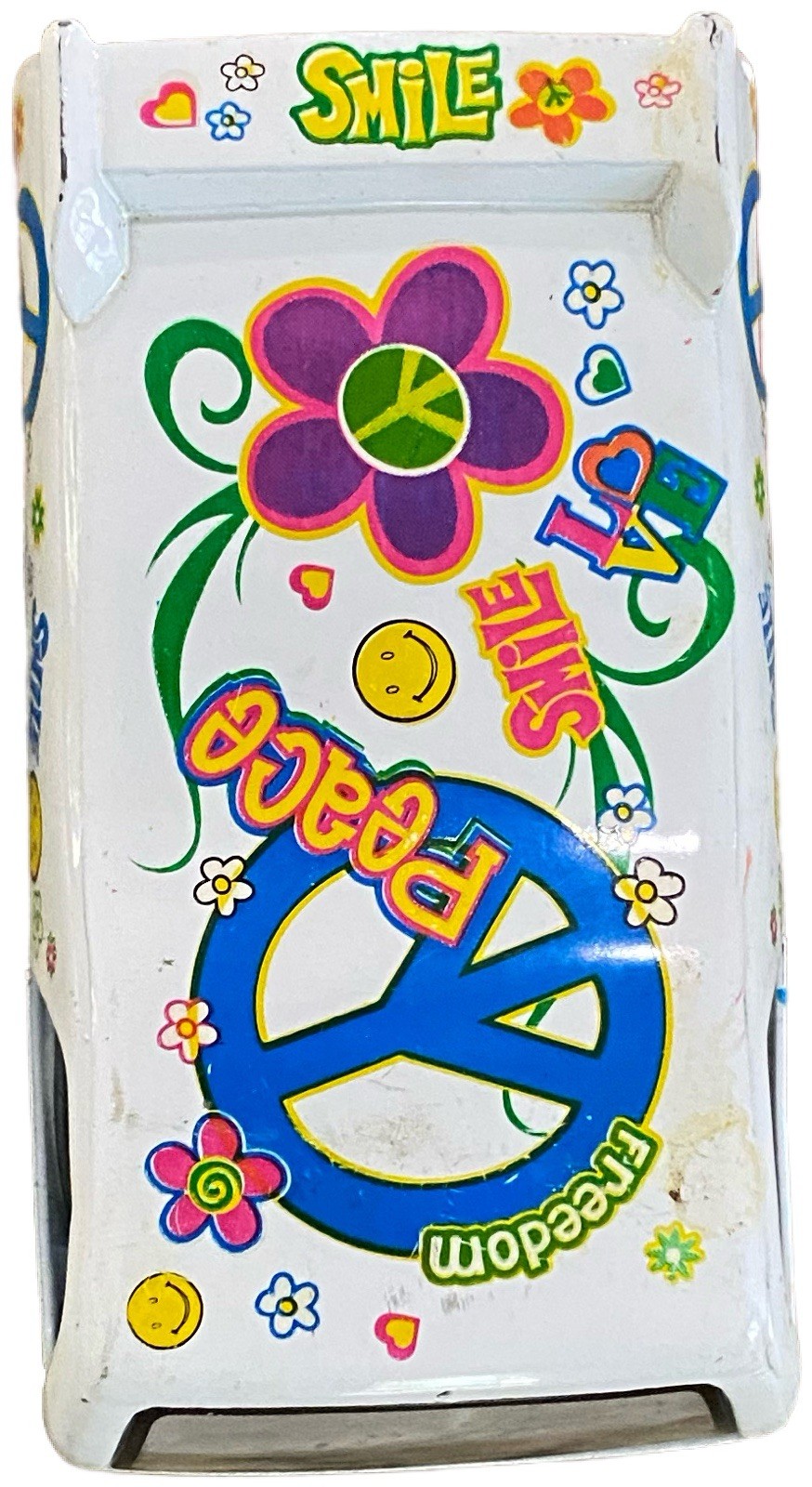 Kinsfun Kintoy Diecast Peace Dream Van Flowers Rainbow pull-back, works- 3.5”