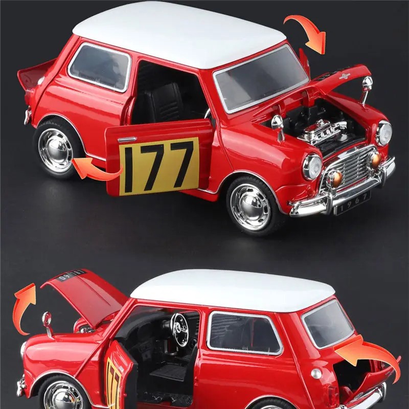 1:32 Morris Mini Cooper S Alloy Classic Sports Car Model Diecast Metal Track Rac