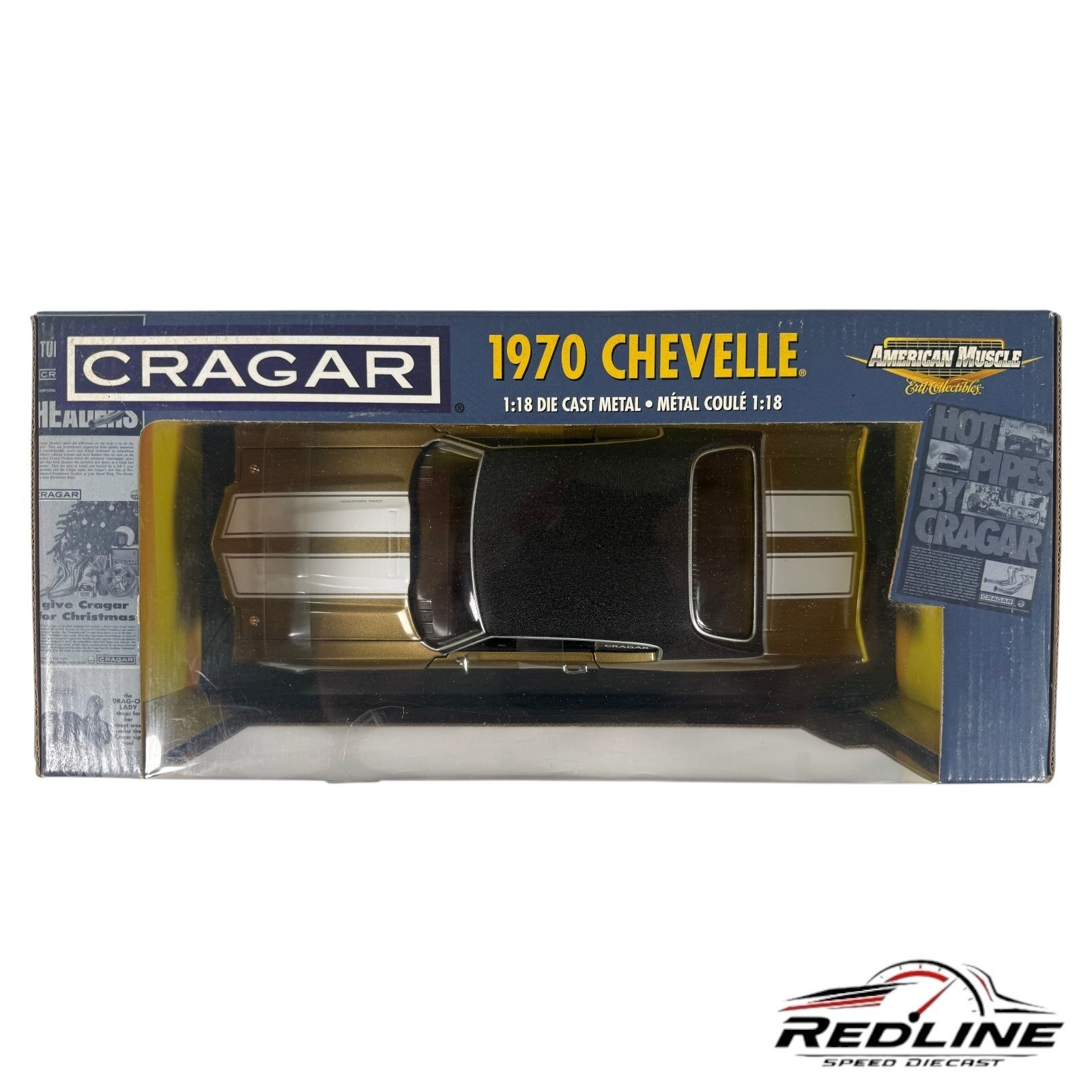 🇺🇸Ertl 1970 Chevelle SS454 Cragar Gold With Black Top 1:18 C3🇺🇸
