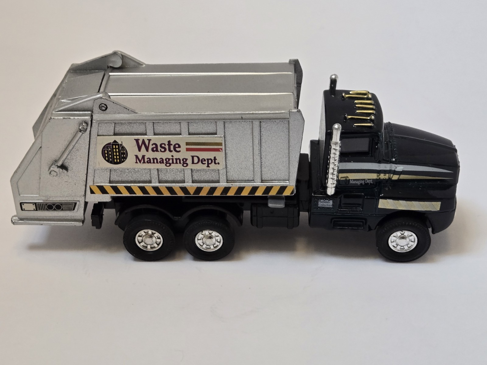 Garbage Truck 6″X1.5″ Pullback Action Black Tailgate Diecast Free Shipping