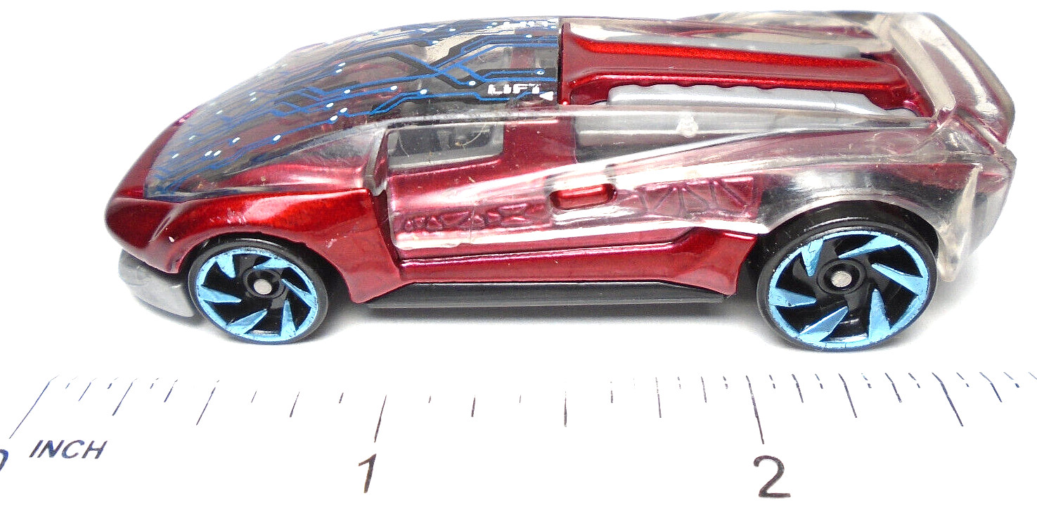 2016 HOT WHEELS EL VIENTO RED 2 7/8″ DIECAST CAR W/ CLEAR & BLUE REMOVABLE TOP