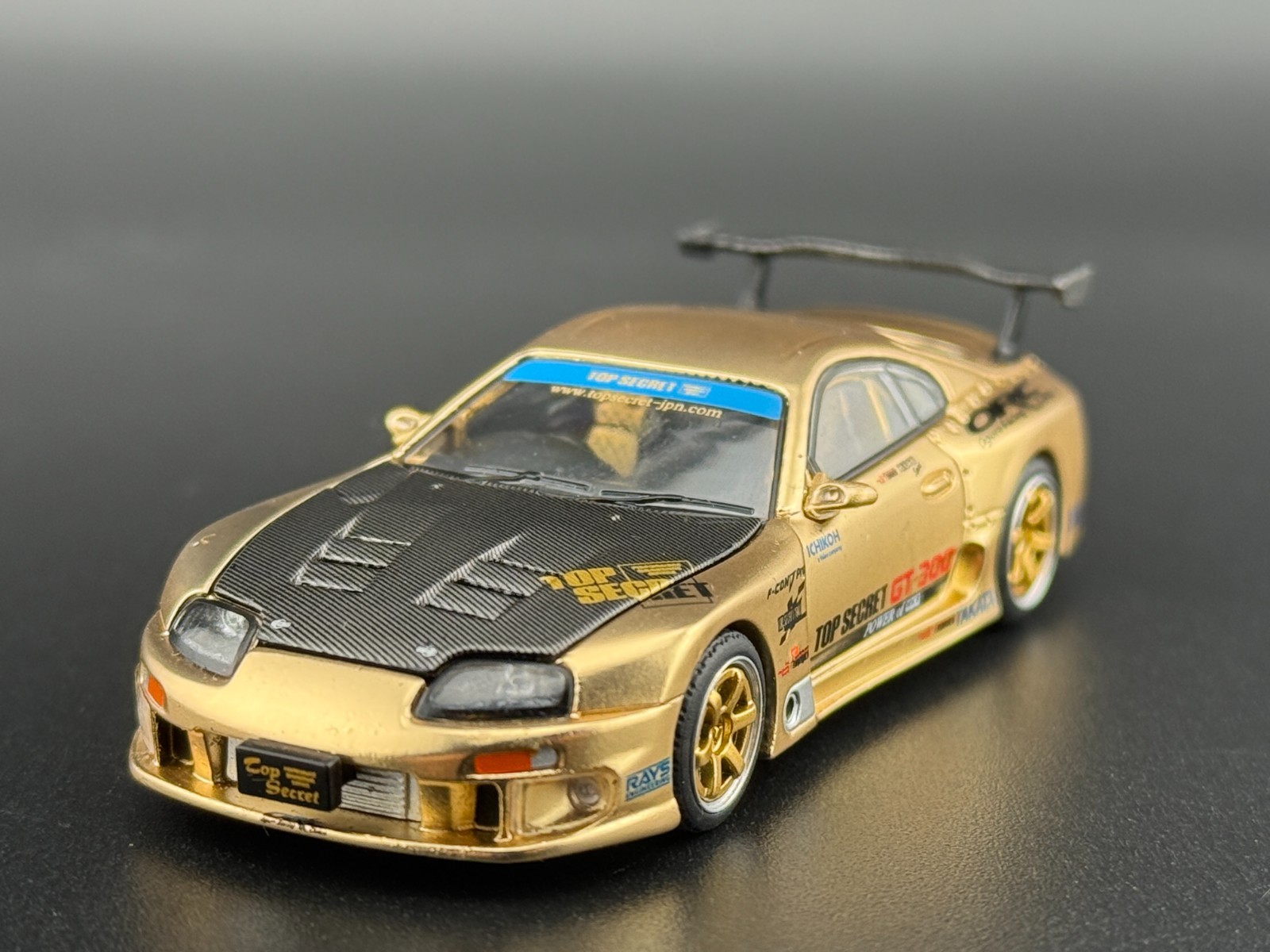 Pop Race Top Secret GT300 Supra Gold with Carbon Hood PR640277 1/64