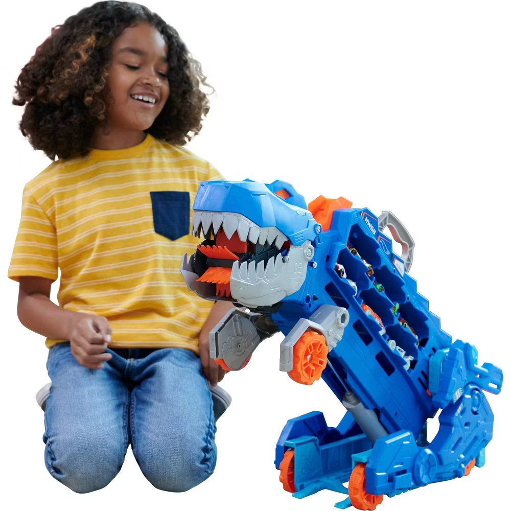 Hot Wheels City Ultimate T-Rex Transporter Hauler Transforms into a
